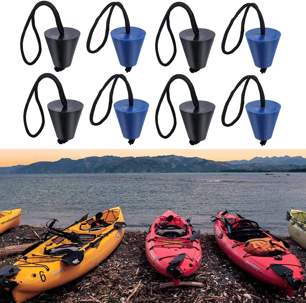 Yakamoz 8Pcs Universal Kayak Silicone Scupper Plug Kit, Kayak Scupper Plugs Drain Holes Stopper Bung with Lanyard image number 5