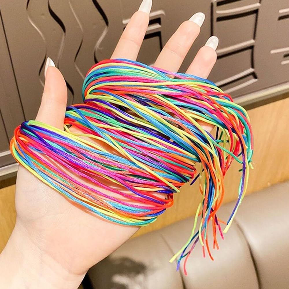 Visxcnu Pack of 40 Hair Braids Colourful Hair Wrap Cord Various Gradient Colours Hair Rope Band Rainbow Braided Hair Scrunchie for Women Girls DIY Ponytail Braids Hair Styling Accessories image number 5