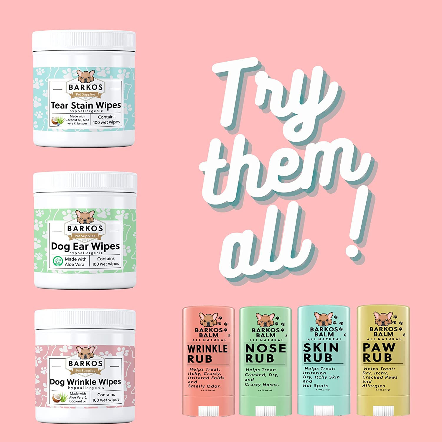 Wrinkle Wipes for Dogs | Bulldog, French Bulldog, Pug, English Bulldog | Cleans & Soothes Wrinkles, Folds, Tear Stain, Tail Pockets & Paws, Anti-Itch | 100 Soft Cotton Pads&hellip; image number 6