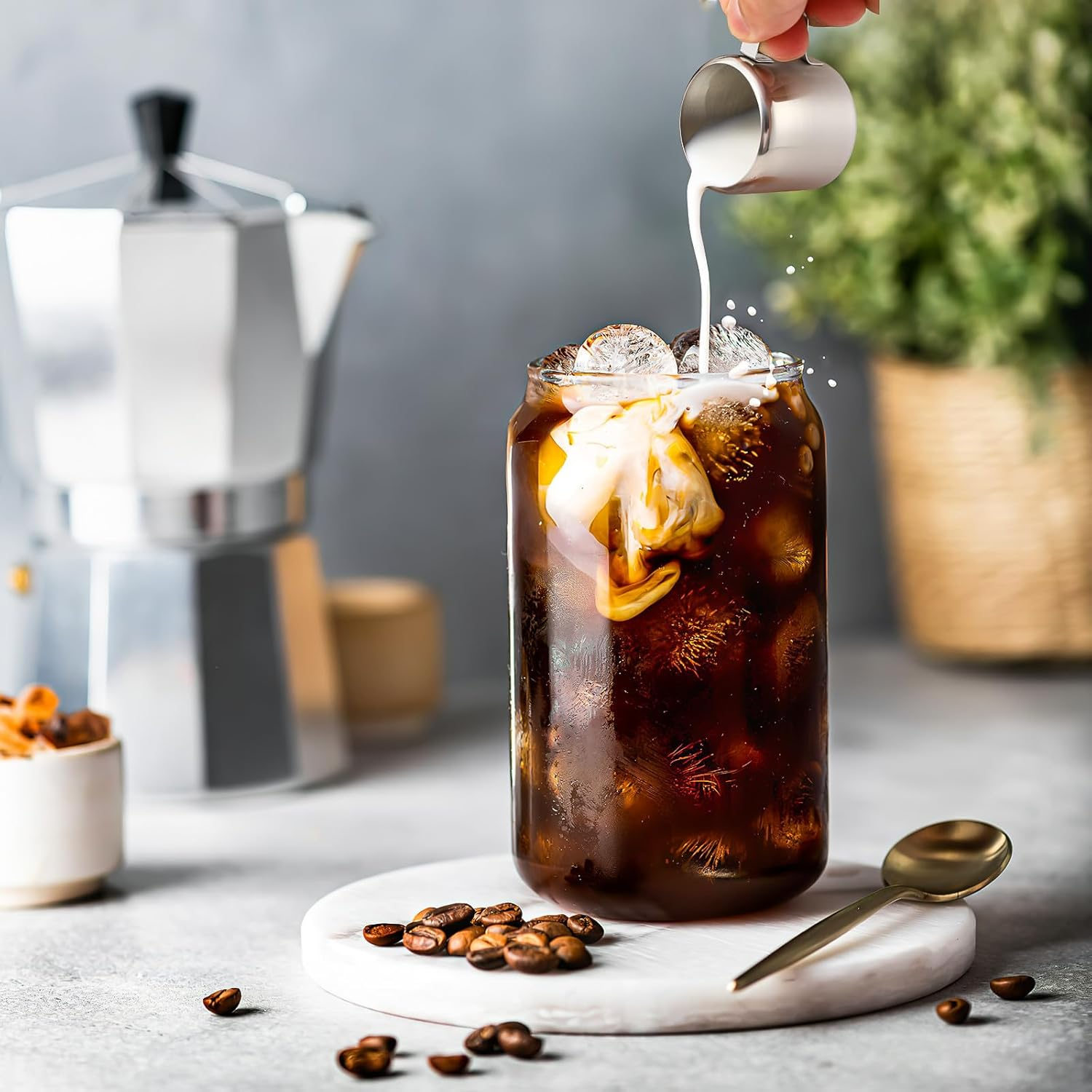 EPIGEIST 2Pcs Stainless Steel Frothing Pitchers Latte Jug Milk Creamer Cups for Coffee Espresso Art Clean Sauce and Milk Frothing Cups for Home Use image number 4