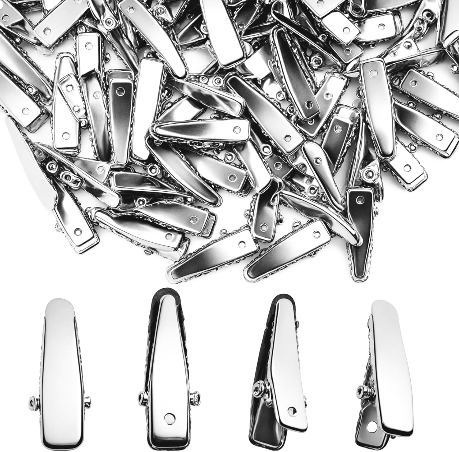 Pack of 80 Silver Small Hair Clips, Metal Hairdresser Alligator Clips, Alligator Small Hair Clips, Women'S Hair Clips, Hairdressing Supplies, for Hair Accessories, Craft Accessories, DIY Accessories image number 4