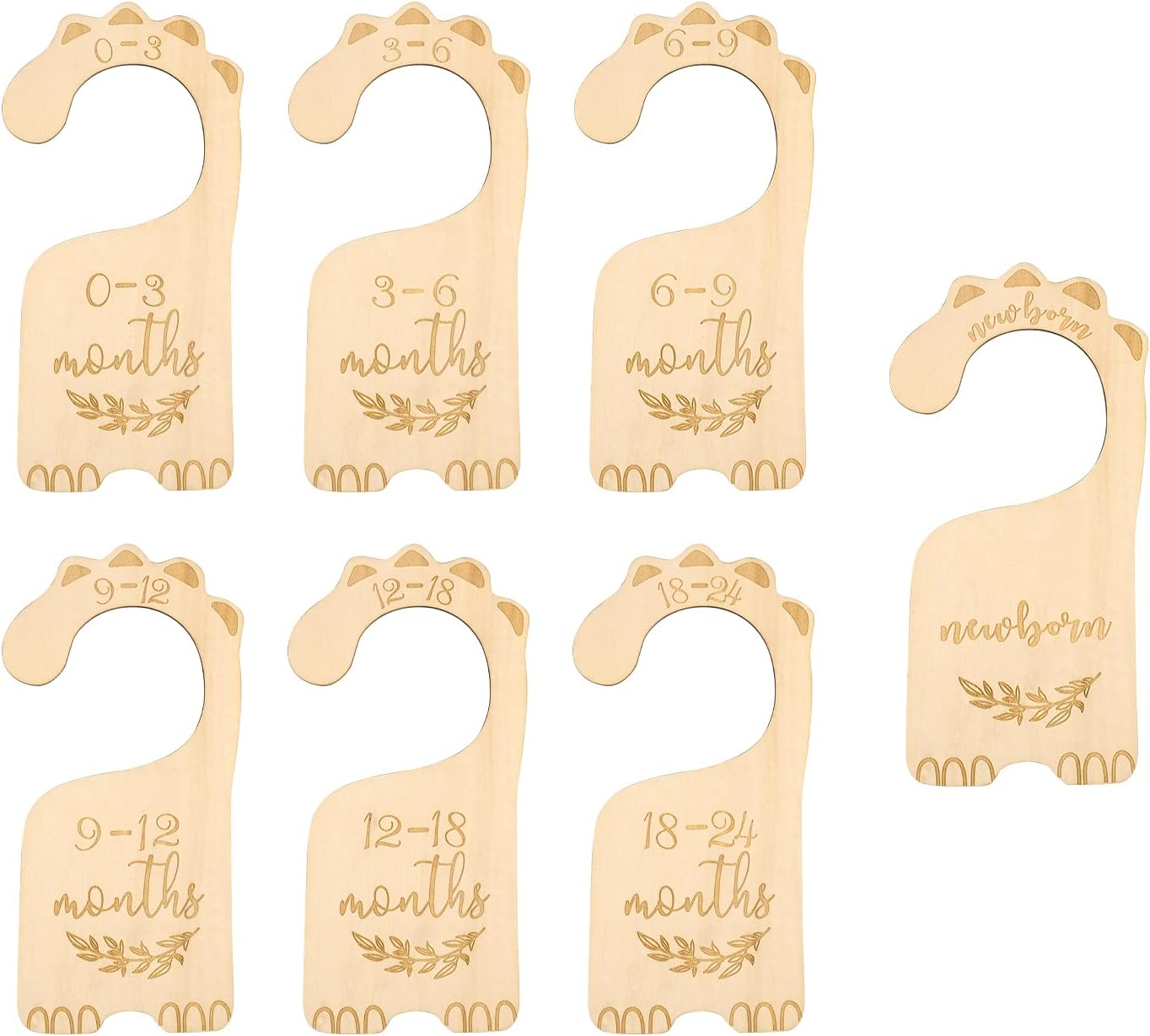 SAVITA 7Pcs Wood Closet Dividers, Clothes Size Dividers Baby Cloth Organizers Baby Clothes Sorting Tags for Baby'S 7 Periods, Boy Girl Nursery Decor image number 2