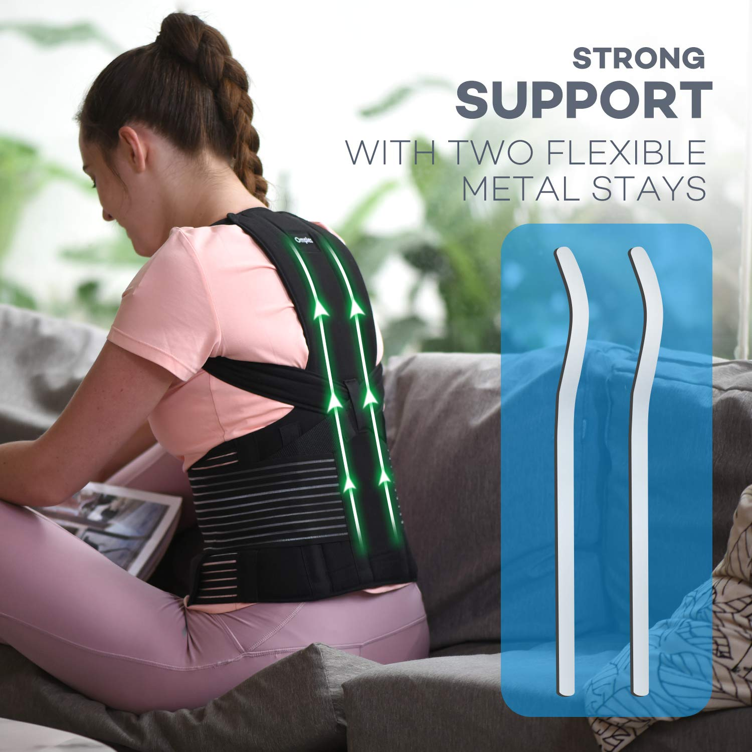 Omples Posture Corrector for Women and Men Back Brace Straightener Shoulder Upright Support Trainer for Body Correction and Neck Pain Relief, Medium (Waist 34-38 Inch) image number 6