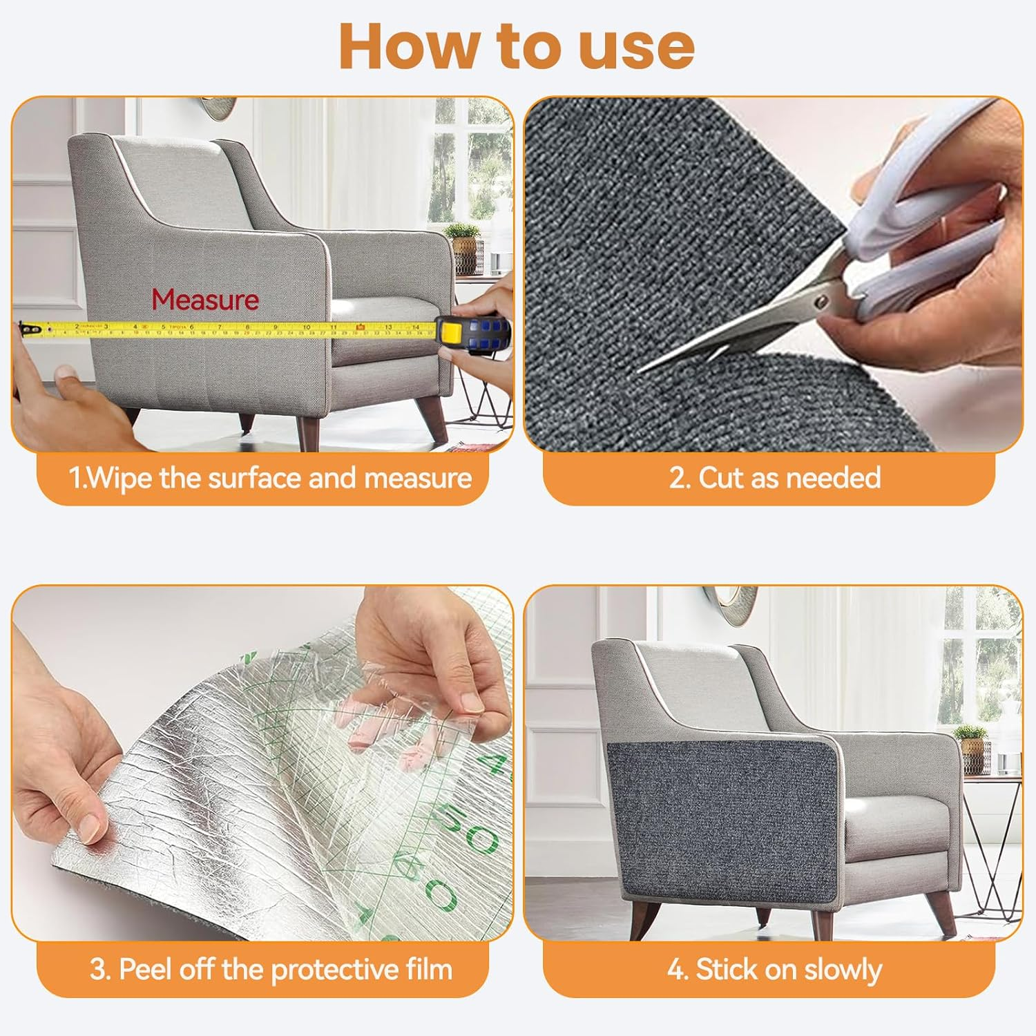 Cat Scratching Mat, Self-Adhesive, 40 X 200 Cm, Scratching Boards, Cat Wall, Scratch Protection, Sofa Cat, Scratching Mat, Scratching Mat, Cat for Furniture, Couch, Wall, Cat Tower, Door Protection image number 4