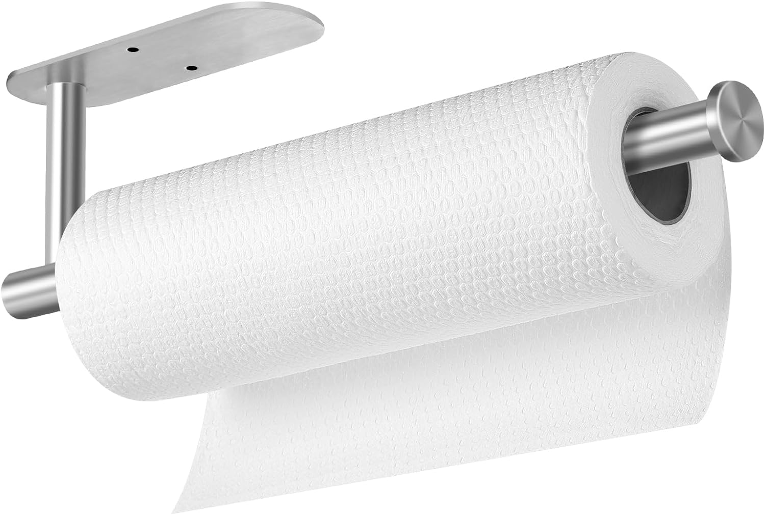 Paper Towel Holders for Kitchen,Paper Towels Bulk- Self-Adhesive under Cabinet,Both Available in Adhesive and Screws,Stainless Steel Paper Towel Roll Rack (1, New Silver-A) - Mental Black image number 6