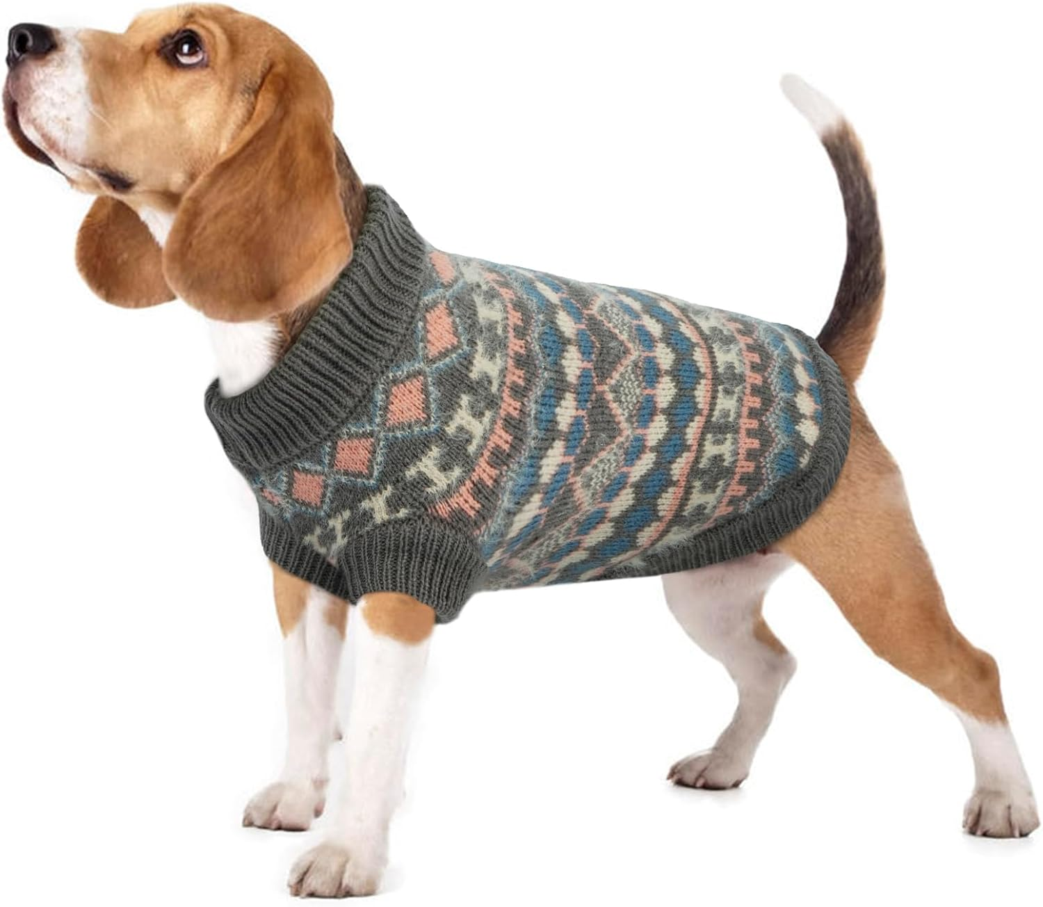 Hjumarayan Boho Dog Jumper - Christmas Jumper for Small Dogs, Beautiful Thick Dog Jumper, French Bulldog Chihuahua (Red-Green, M)