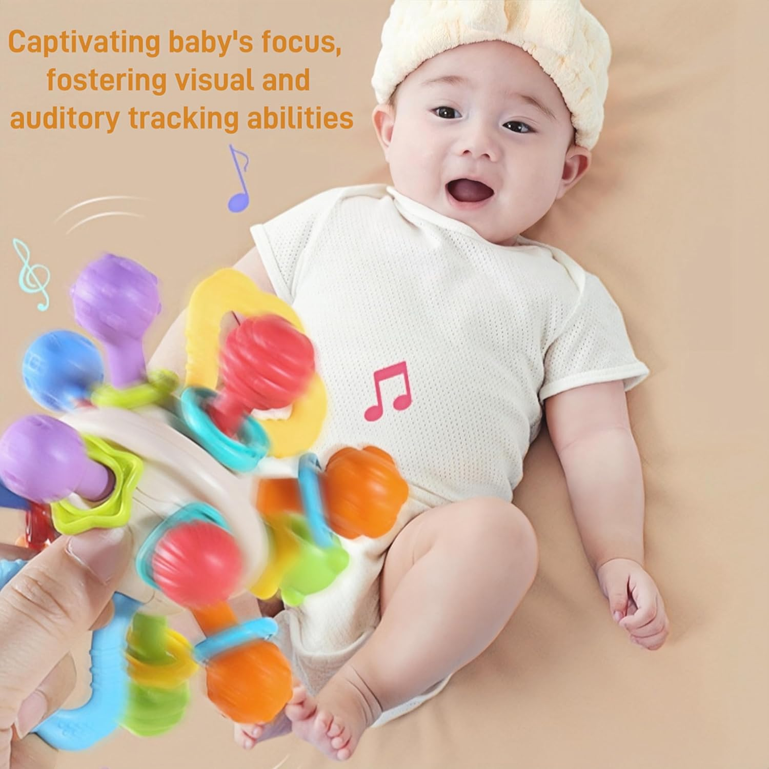 EFQAN Baby Teether Sensory Toys, Montessori Developmental Rattle for 0-18 Months, Teething Relief & Sensory Stimulation, Perfect for Newborns, Travel & Bedtime Play, Colorful Interactive Gift image number 3