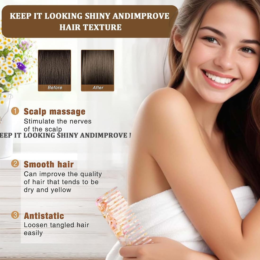 EUYKQNOI Pack of 2 Combs for Curls Curls Coarse Teeth Comb Curls Wide Tooth Comb Antistatic Comb with Large Teeth Hair Comb Wide Tooth Comb for Curls Long Hair Colourful image number 5