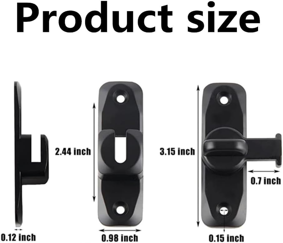 1 Pack Barn Sliding Door Lock, 90&deg; and 180&deg; Installation Heavy Duty Bolt Locks, Flip Door Lock Latch, Screen Door Locks, Wardrobe Door Lock, Suitable for Barn, Garden, Bathroom, Home Security image number 4