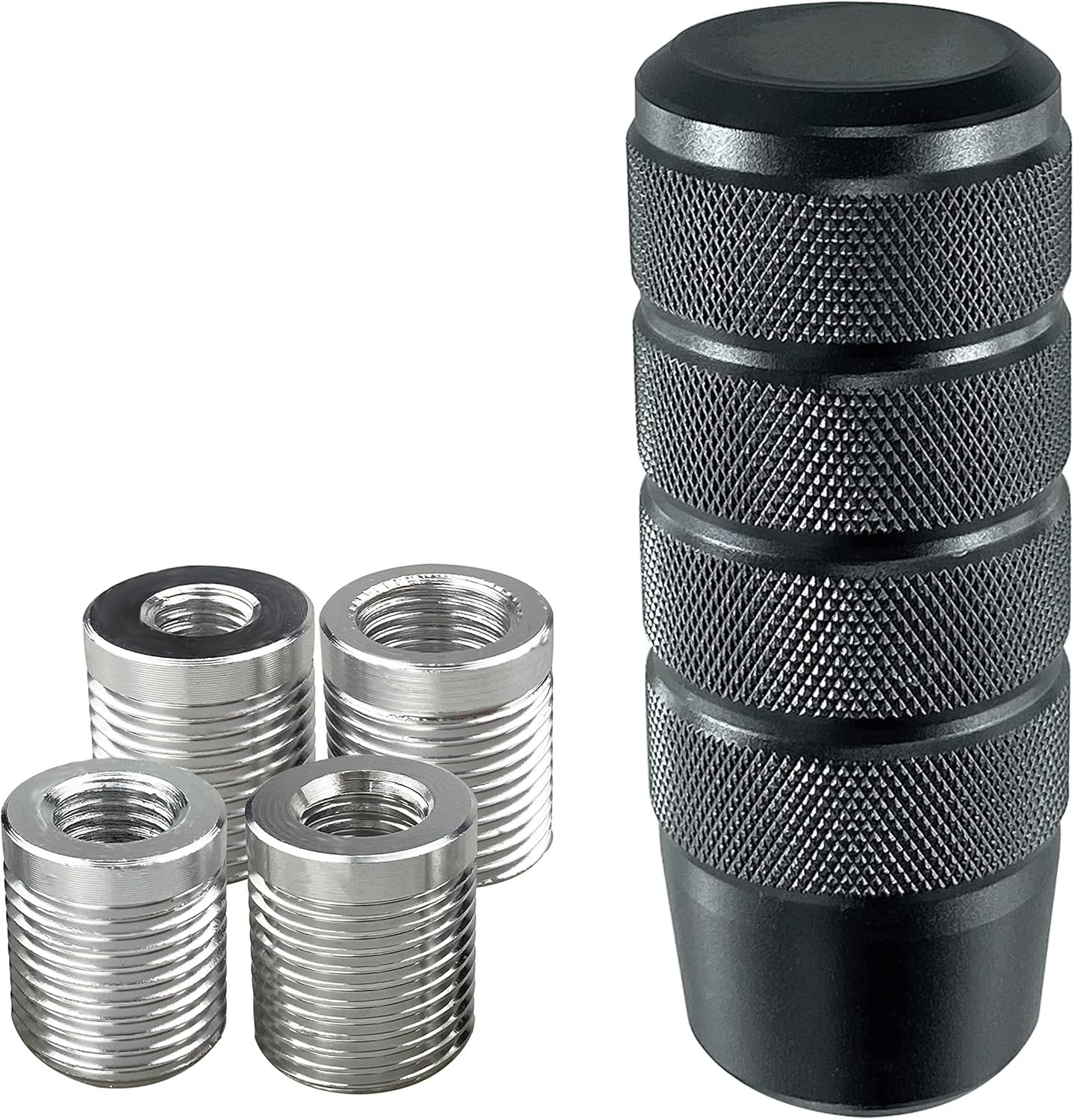 Ycooifo Shift Knob, 3.78" Aluminum Weighted Car Gear Stick Shifter Manual Knobs Fit Universal Manual Transmission Vehicle with 4 Threaded Adapters M8 M10 M12 X 1.25, M10X1.5 (Black)