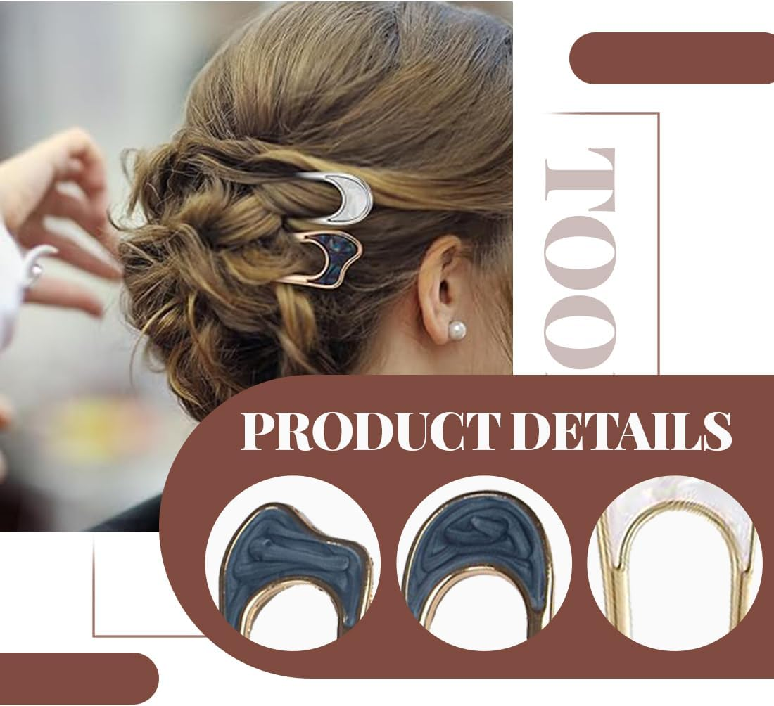 ZORVUJI 6 Pieces French Hair Pins, U Shaped Metal Hairpins, 2 Prong Updo Chignon Pins, Vintage Hair Fork for Weddings, Dating, Girls, Women Hair Accessories image number 3