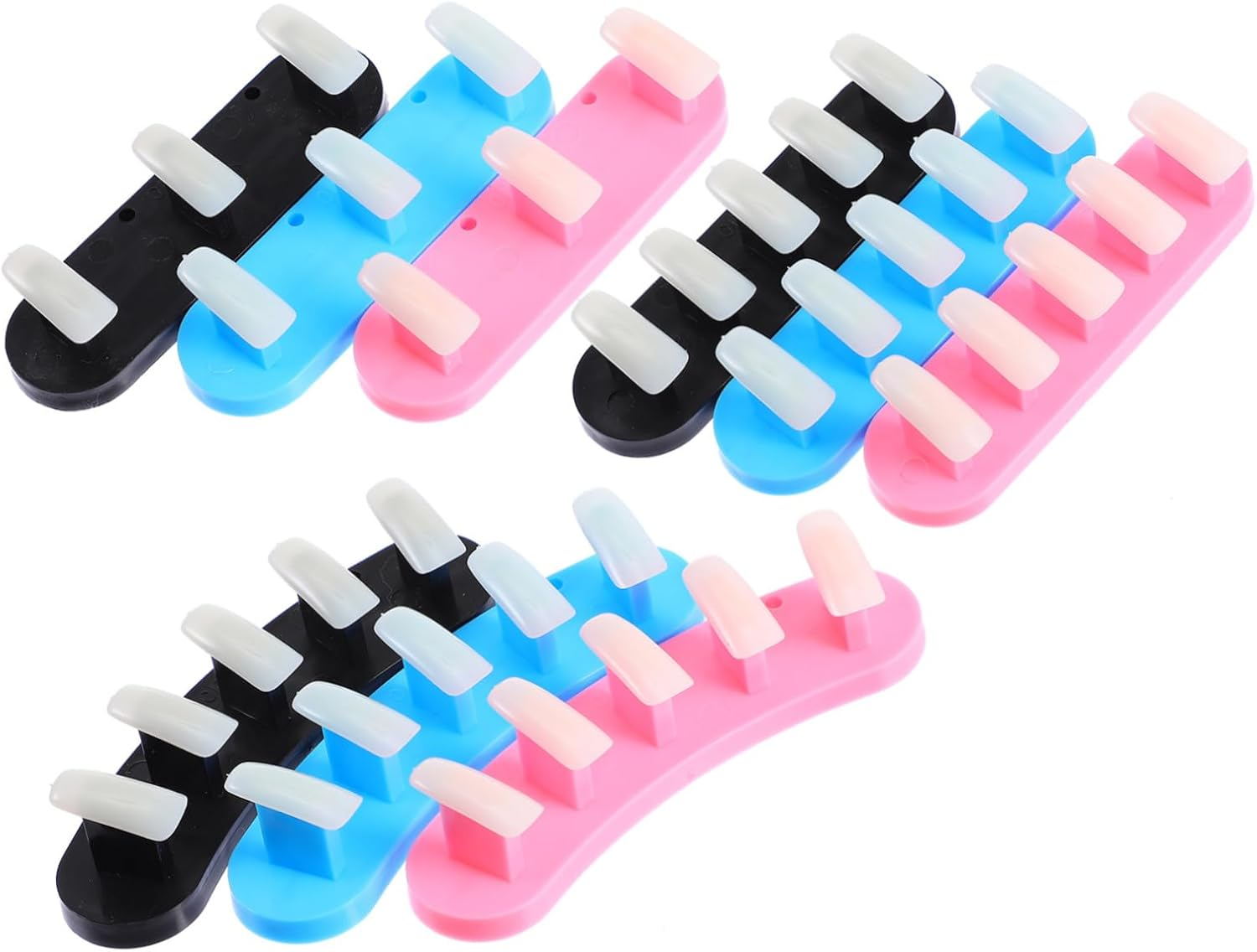 Baluue 9Pcs Nail Art Practice Stands Display Holder with Fake Nail Tips for Manicure Training at Home Salon Stable Base For image number 1