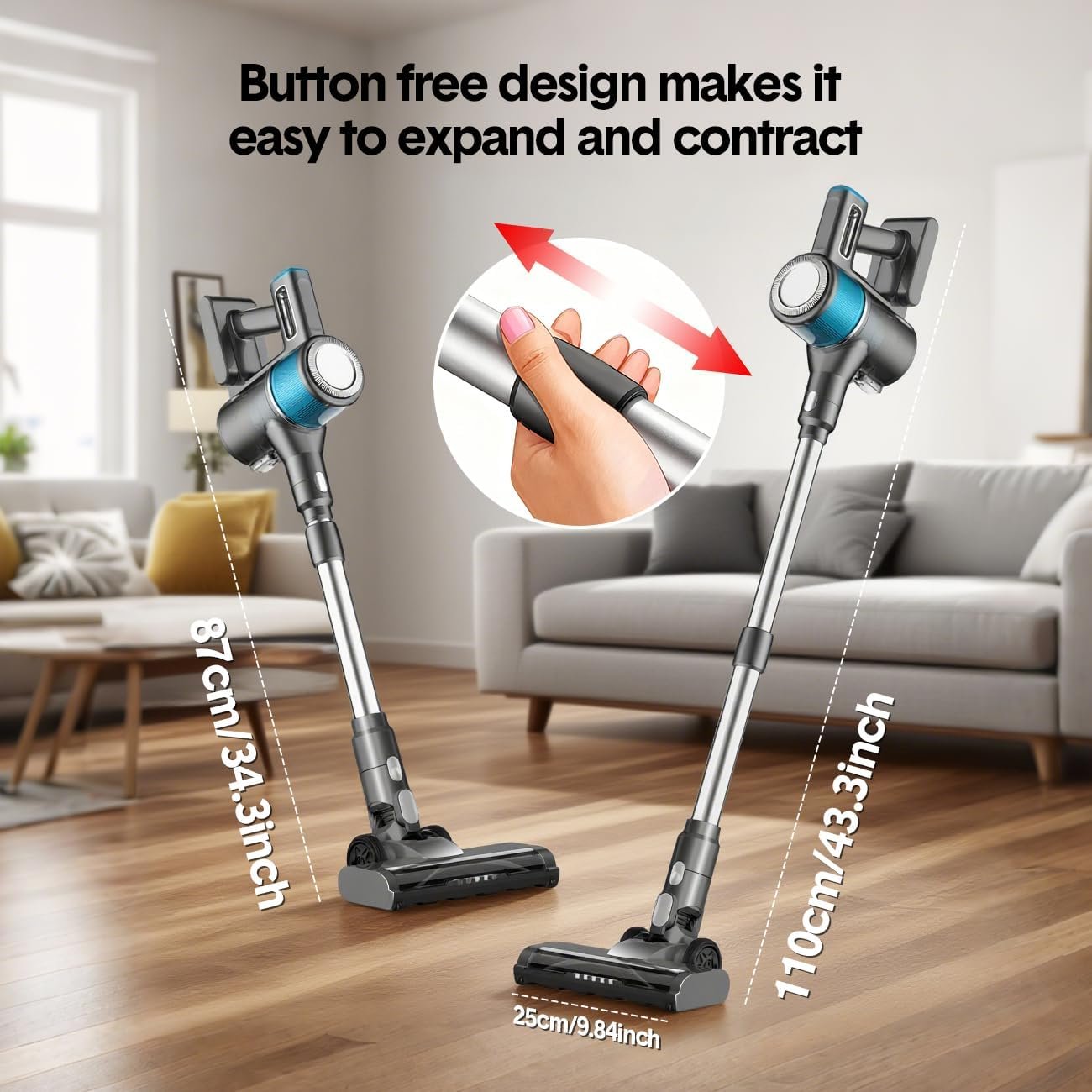Cordless Vacuum Cleaner, 35Kpa 8In 1 Powerful Stick Vacuum, with Anti-Tangle Brush and LED Light, 2600Mah. 40Mins Runtime Rechargeable Lightweight Vacuums for Hardwood Floor, Carpet, Pet Hair image number 1