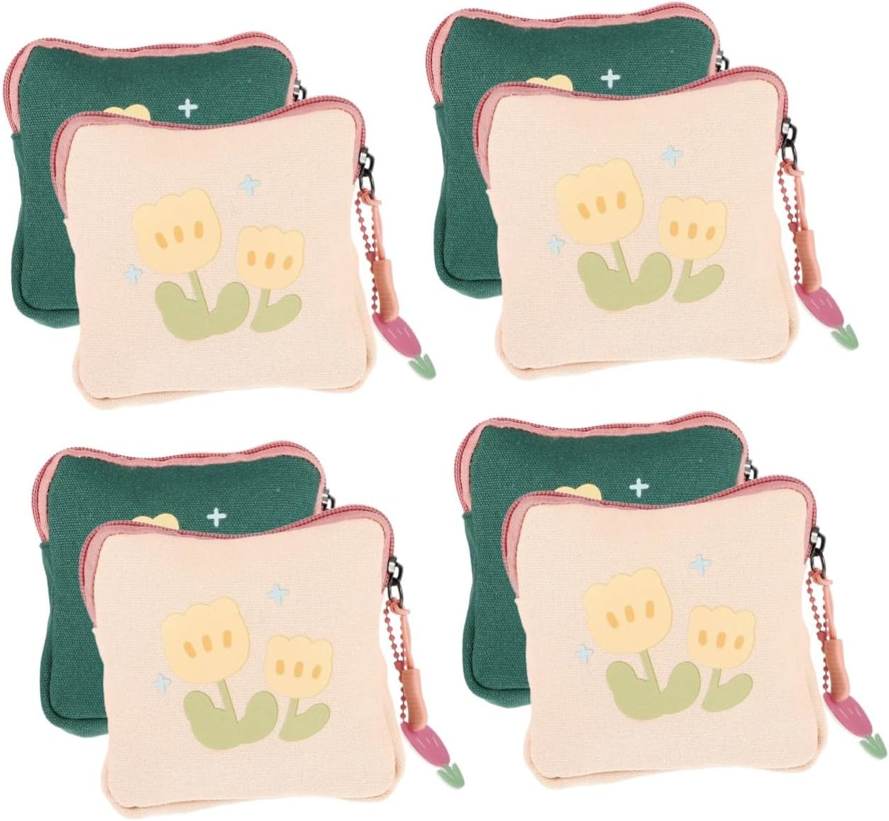 SHERCHPRY 8Pcs Sanitary Napkin Organizer Decorative Coin Bag Zipper Money Pouch Tampon Storage Bag for Travel Women