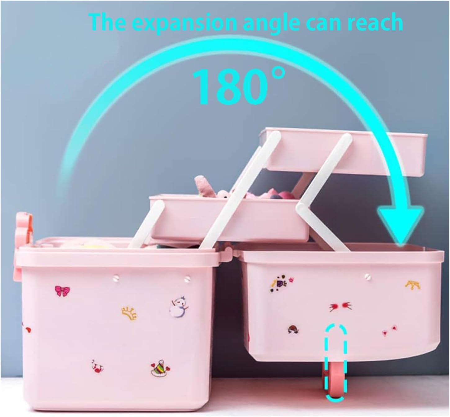 Roczential Hair Accessories Organizer for Girls Headbands, Clips, Ties Baby Girl Supplies, Lockable Three-Layer Folding Craft Organizers and Storage Plastic Jewelry Box (34 * 19Cm) image number 1