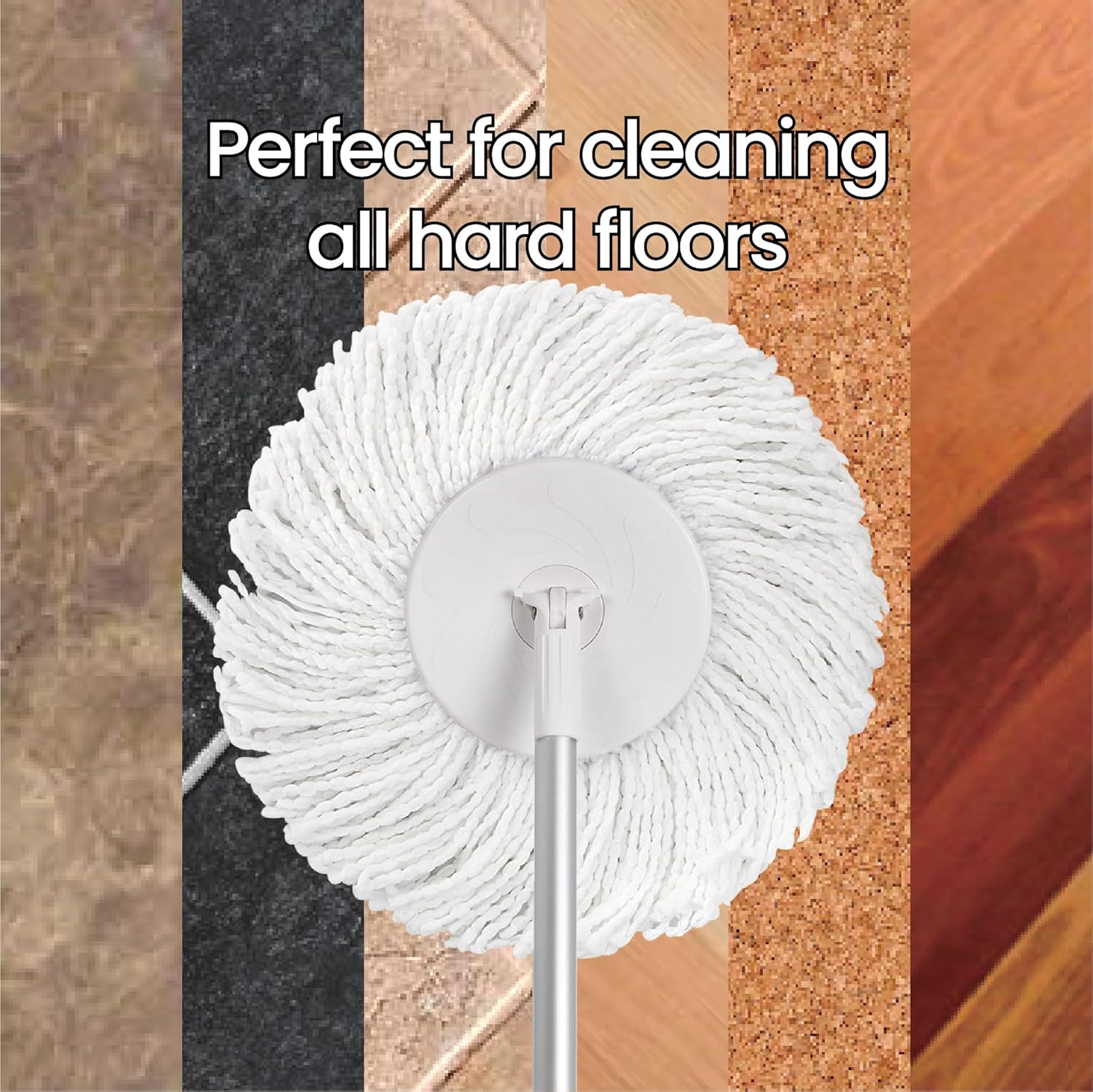 White Magic Turbo Spin Mop Complete Set &ndash; 40 Floor Cleaning Sheets, 2 Microfibre Mop Heads, 1 Microfinger Mop Head & Scrubbing Brush - All-In-One Deep Floor Cleaning System image number 6