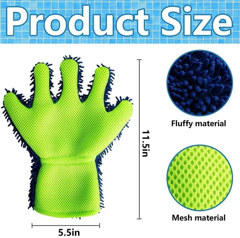 YEAMLTE Cleaning Gloves, 1 Pair Pool Cleaning Glove, Car Wash Glove, Dust Gloves, Chenille Wash Glove, Multifunctional Gloves, Suitable for Swimming Pools, Bathtubs and Cars image number 6