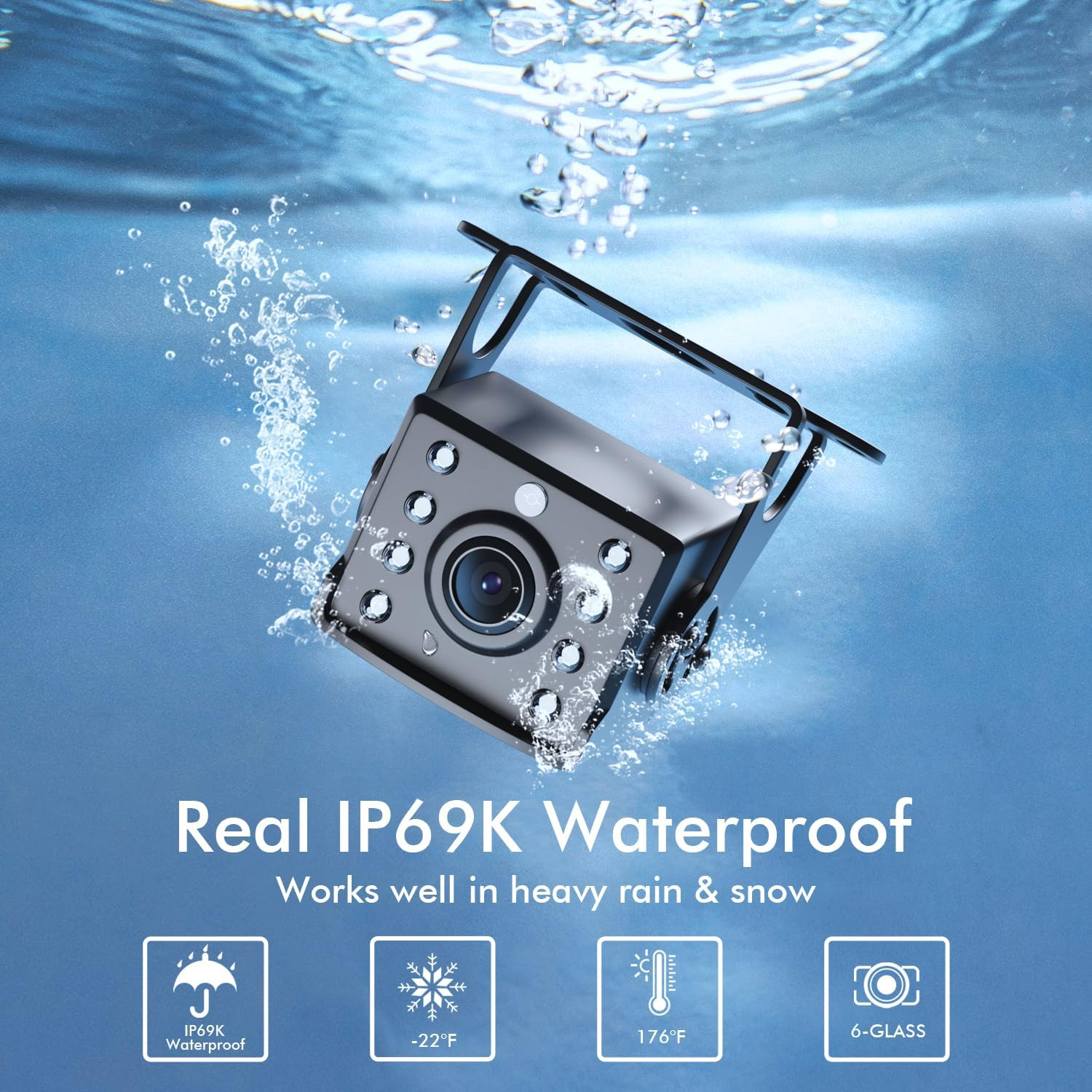 Dual RV Backup Camera Plug and Play, 7'' Backup Camera for Truck Trailer, No Delay, 1080P HD, 2 Channels, 150&deg; Wide Angle, DIY Guide Lines, Night Vision, IP69 Rear View Camera image number 1