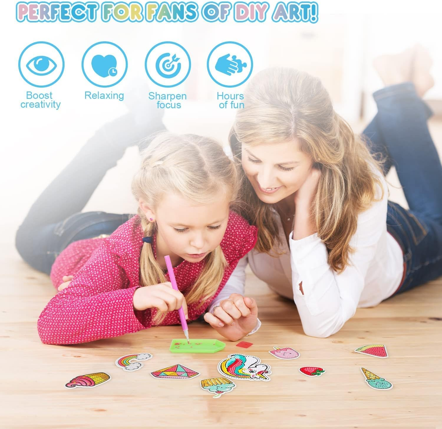 Diamond Painting Kit for Kids with Keychains, Crafts for Girls Ages 8-12, Diamond Art for Kids, Diamond Dot Gem Art Kits for Kids, Kids Arts and Crafts for Kid Ages 8-12, Unicorn Painting Kit image number 3