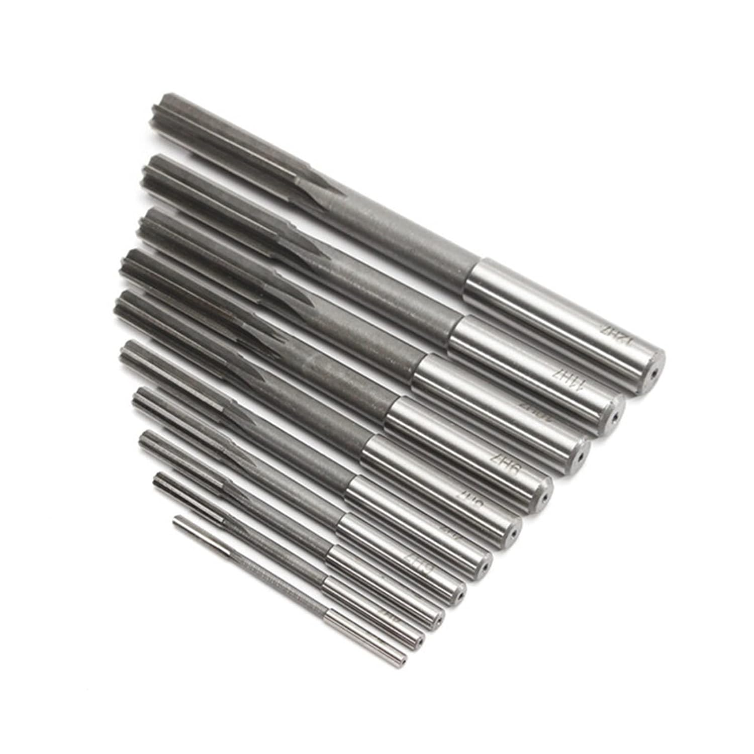 10Pcs/Set HSS H7 Machine Reamer Straight Shank Milling Reamers Precision Chucking Machine Cutter Tool 3/4/5/6/7/8/9/10/11/12 Mm Reamer