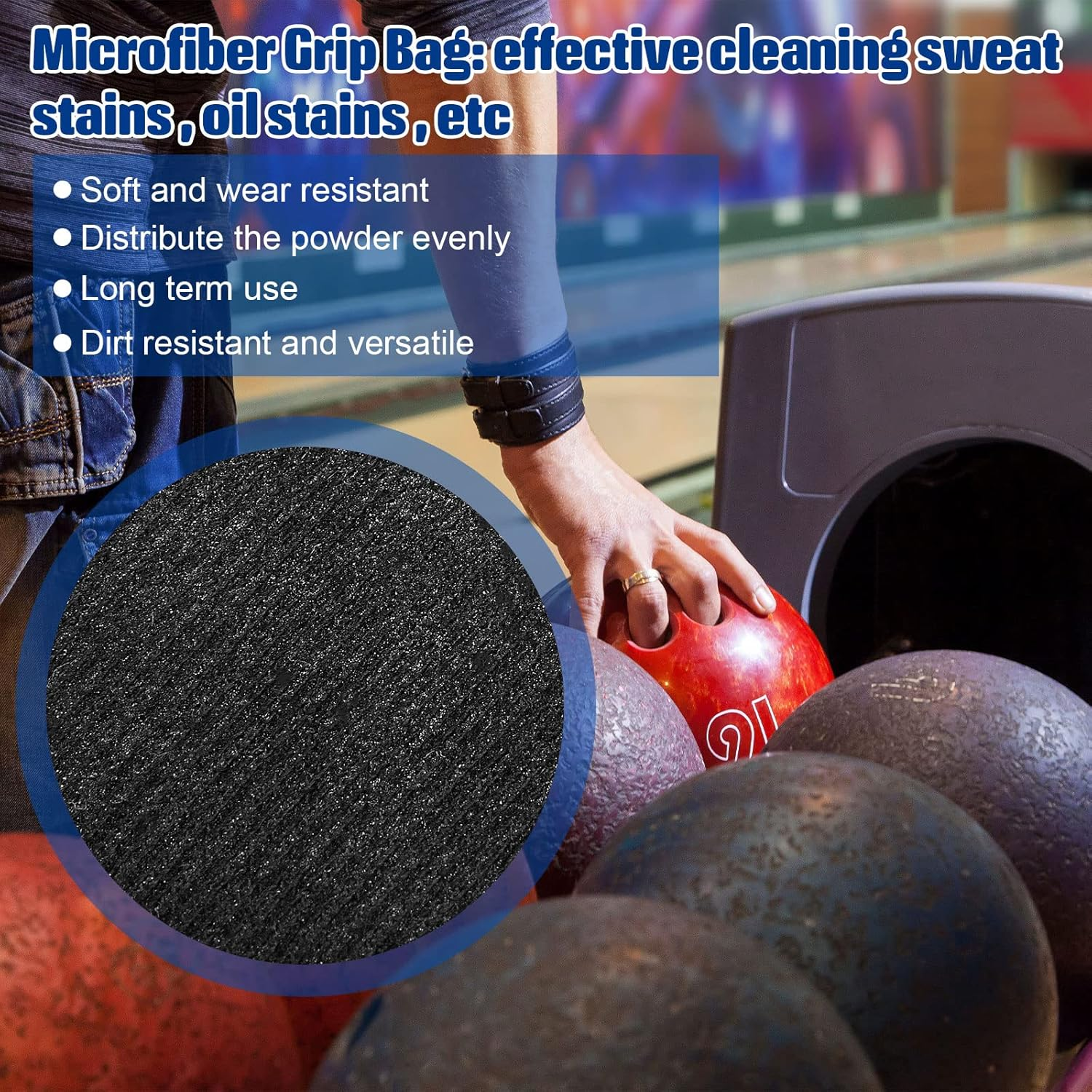 Lewtemi 2 Pieces Bowling Rosin Grip Bag Powder Bowling Grip Sack for Drying Hands Golf Accessories - Black, Dark Blue image number 7