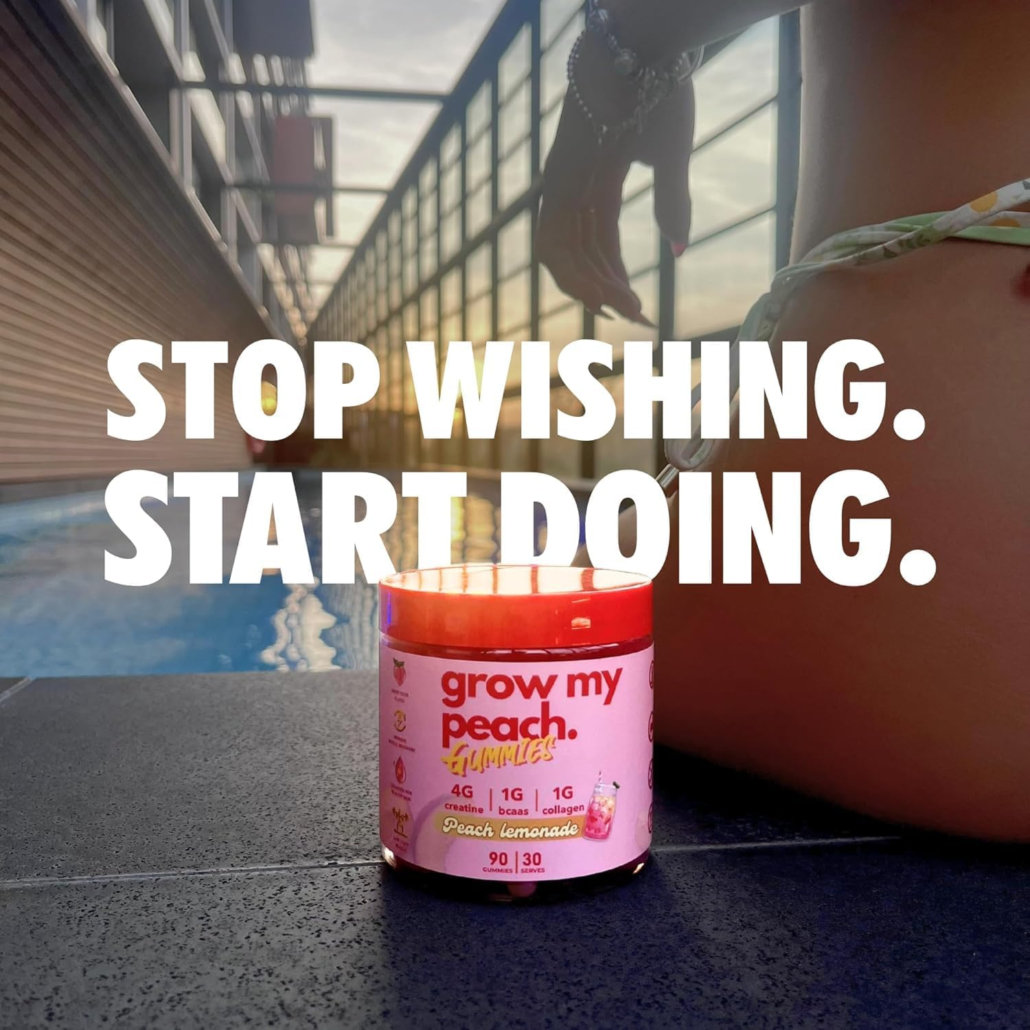 Preworkout Gummies for Women - Creatine Monohydrate 4G + Collagen Peptides + Bcaas - Grow My Peach by the Gummy Lab - Preworkout Muscle Builder, Strength & Recovery - Peach Lemonade Flavour - Non-Bloating, Women'S Fitness Supplement image number 5