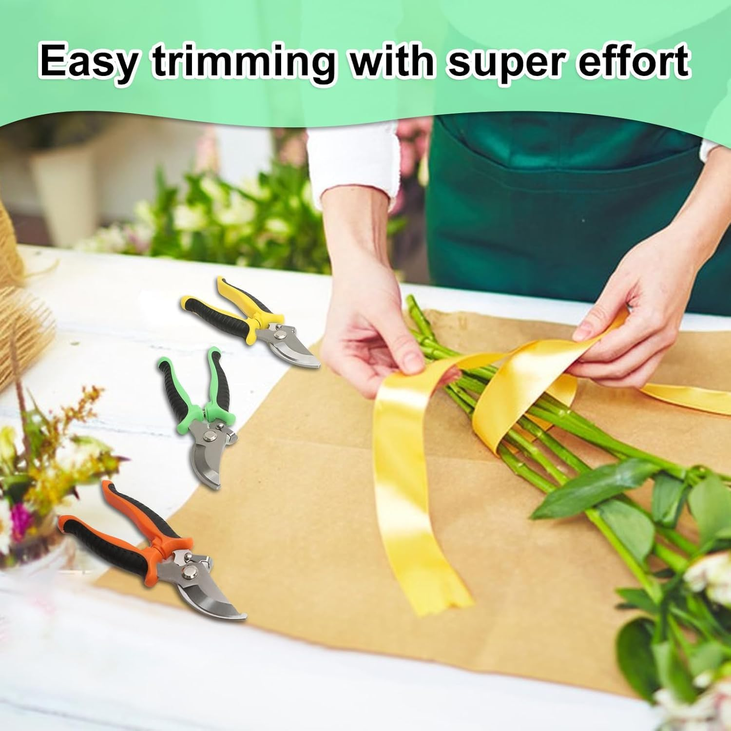 Generic 4 Pack Garden Pruning Shears, Stainless Steel Bypass Pruning Shears, Multicolor, 35Mm Cutting Width, Ideal for Gardening image number 4