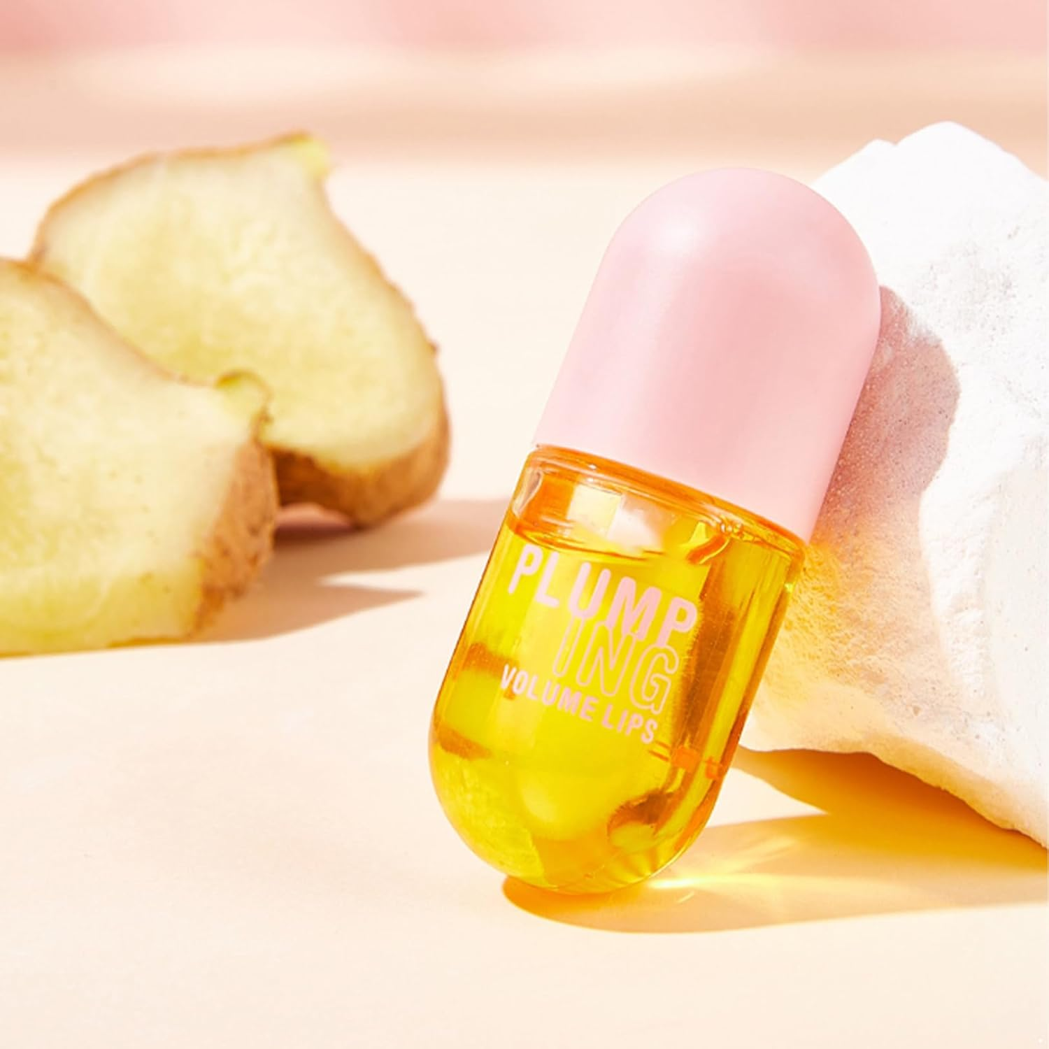 FEESHOW 2-Piece Ginger Lip Oil Set, 8Ml Daily Conditioning Plumper for Hydrated Fuller Looking Lips Yellow One Size image number 2