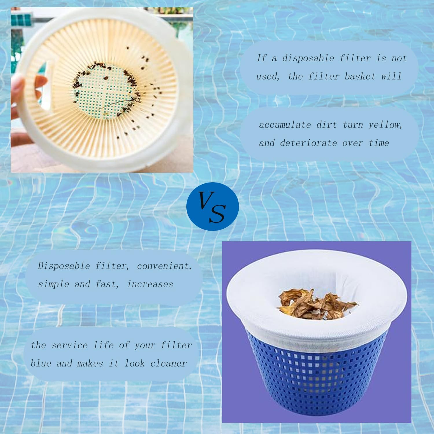 30Pcs Pool Skimmer Filter Socks, Reusable Pool Skimmer Socks, Ultra Fine Mesh Filter Sock, Pool Skimmer Basket Catcher Net for Cleaning Inground or above Ground Pool Debris, Hair and Leaves