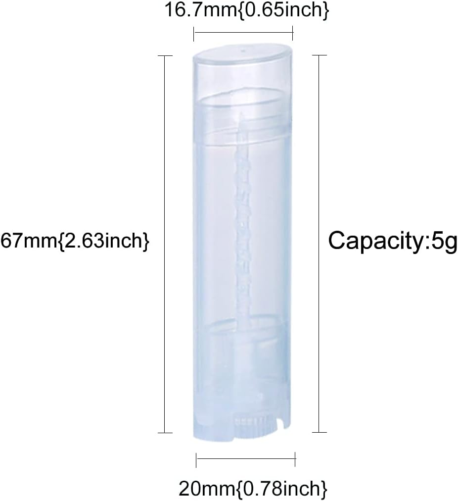 Ewandastore 5Ml Oval Lip Balm Tubes,100Pcs Plastic Clear Empty Oval Oval Deodorant Containers Lip Gloss Container Holder with Caps image number 1