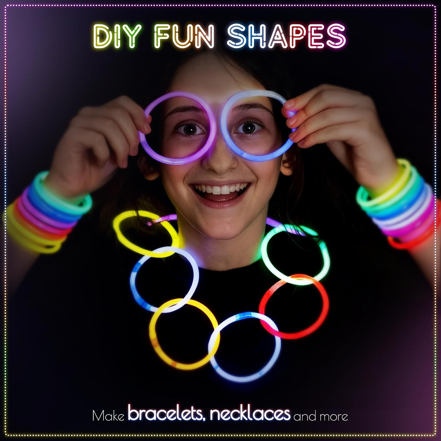 Wukong Glow Sticks 120 PCS - Ultra Bright 6 Colours Glow in the Dark Party Supplies with Connectors for Bracelet Necklace, Glowsticks Party Favours for Halloween, Christmas, Birthday Party Decoration image number 4
