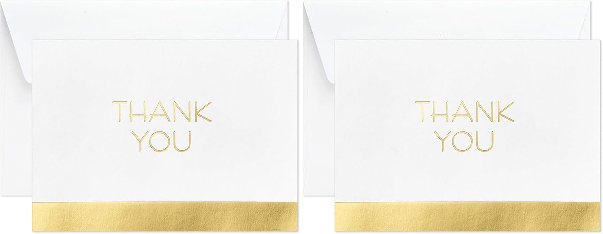 Hallmark Thank You Cards, Gold and White Bulk (40 Thank You Notes with Envelopes for Graduation, Business, Weddings, All Occasion)