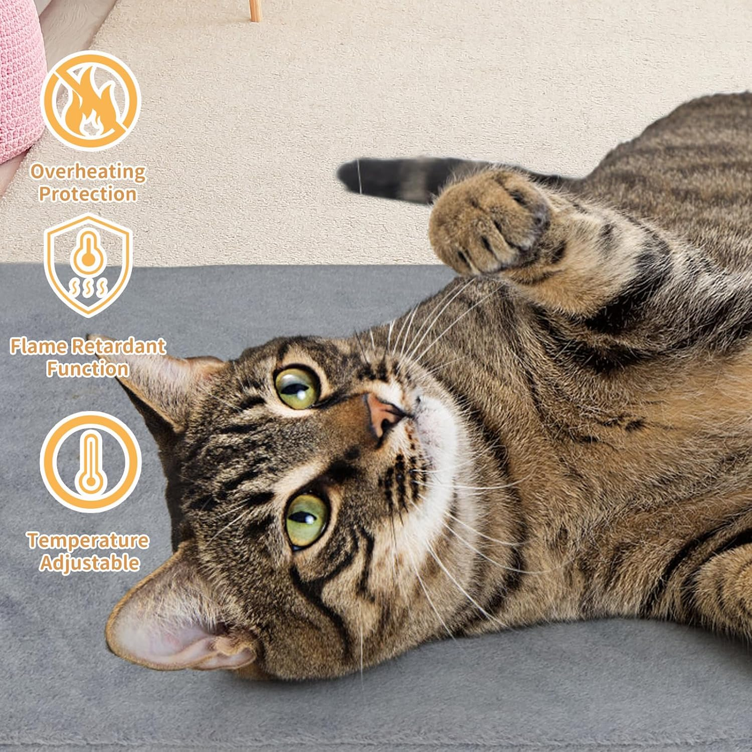 Pet Heating Pad for Cats and Dogs - Electric Warming Mat with Timer & Temperature Setting, Waterproof Cover, Auto Shut-Off - Safe Indoor Bed Warmer (L 70X40Cm) image number 4