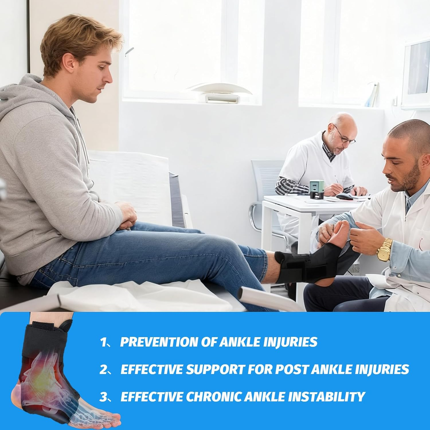 Ankle Brace Support for Women & Men, Adjustable Lace-Up Ankle Support with Removable Splints, Ankle Stabilizer Straps for Sprained Ankle, Plantar Fasciitis, Sports Injury Recovery - 1 Piece image number 6