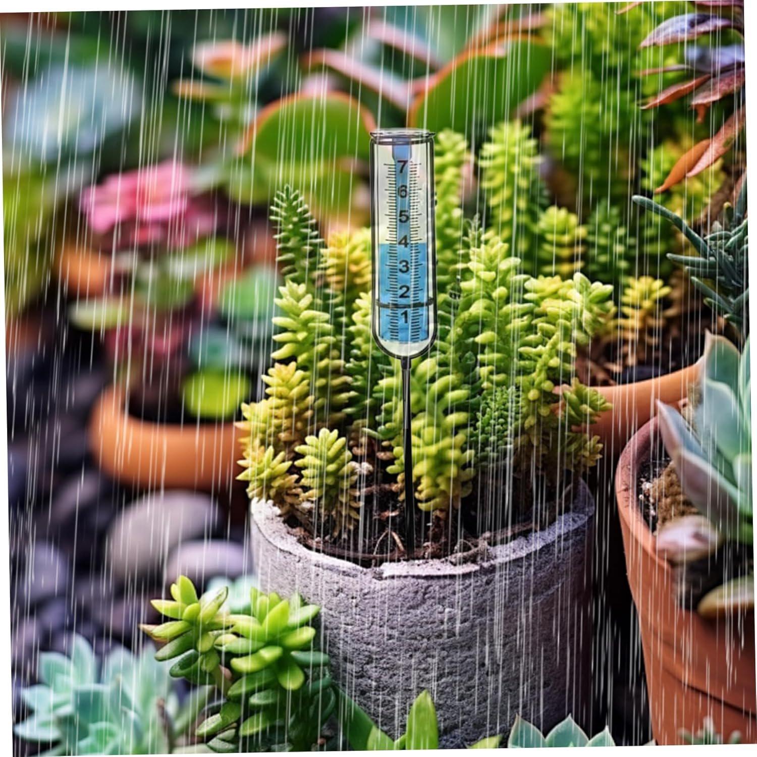 Rain Gauge 8" Capacity Clear Water Gauge for Rain with Large Numbers Scale Crack-Resistant Outdoor 2 Pcs for Yard, Garden, Lawn-