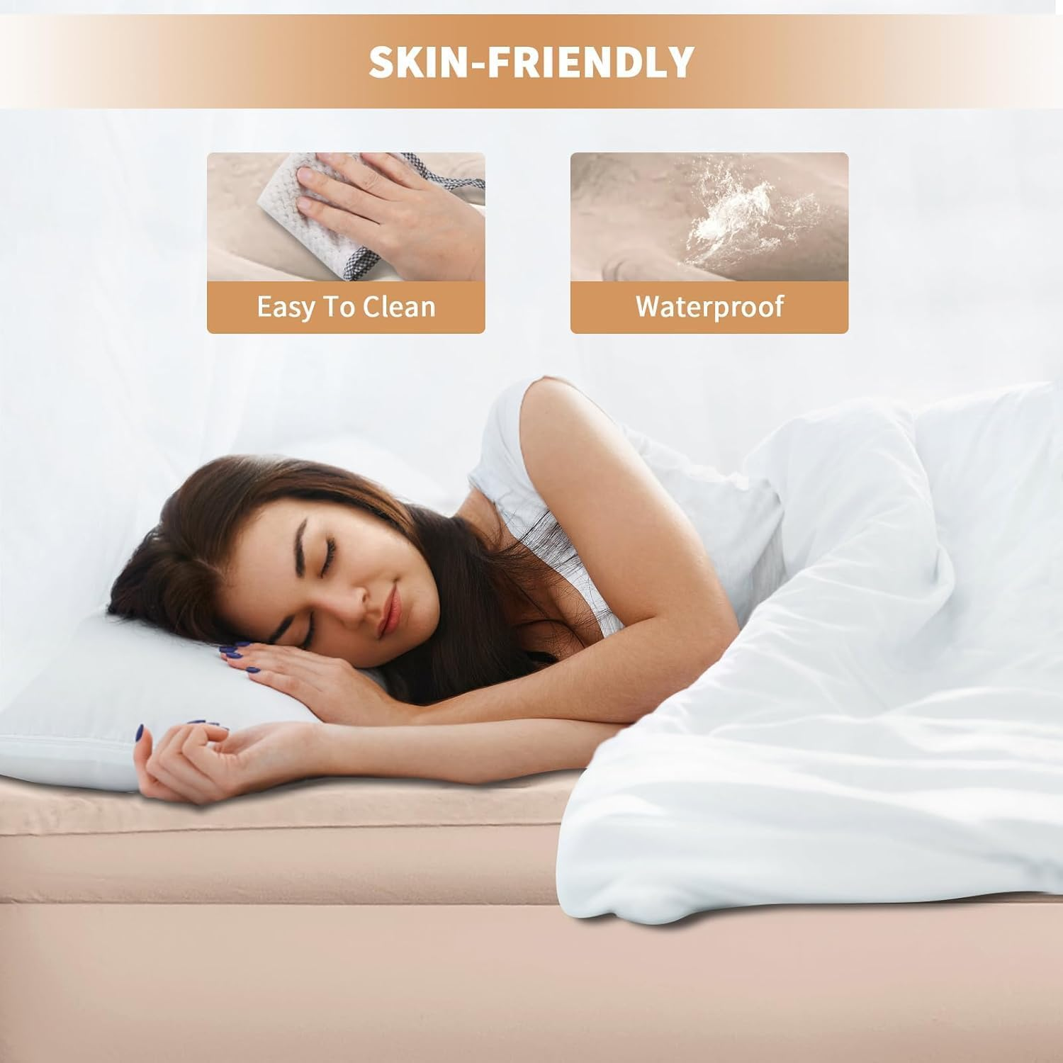 Camping Air Bed, 40CM Comfortable Thicken Automatic Air Mattress, Self-Stop Safe High-Speed Pump, Comfort Queen Size Double Airbed for Home, Camping, Guests, 2-Minute Inflation image number 3