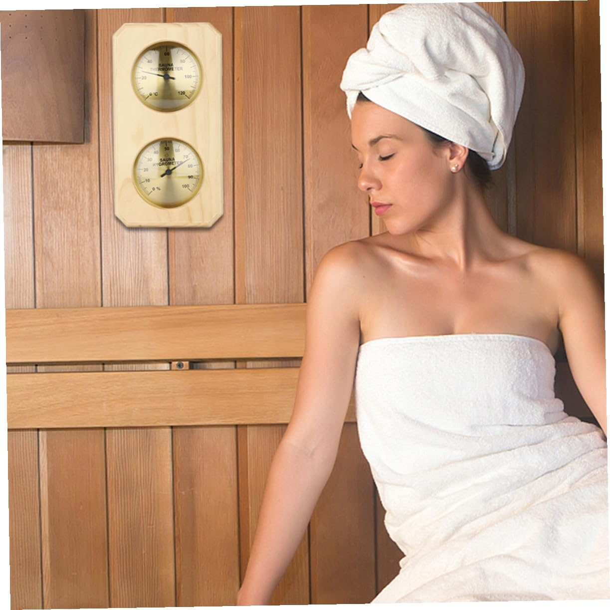 POPETPOP Thermohygrometer for Home Dual-Use Wall Thermometer Accurate Humidity Indoor Temperature Gauge for Sauna image number 2