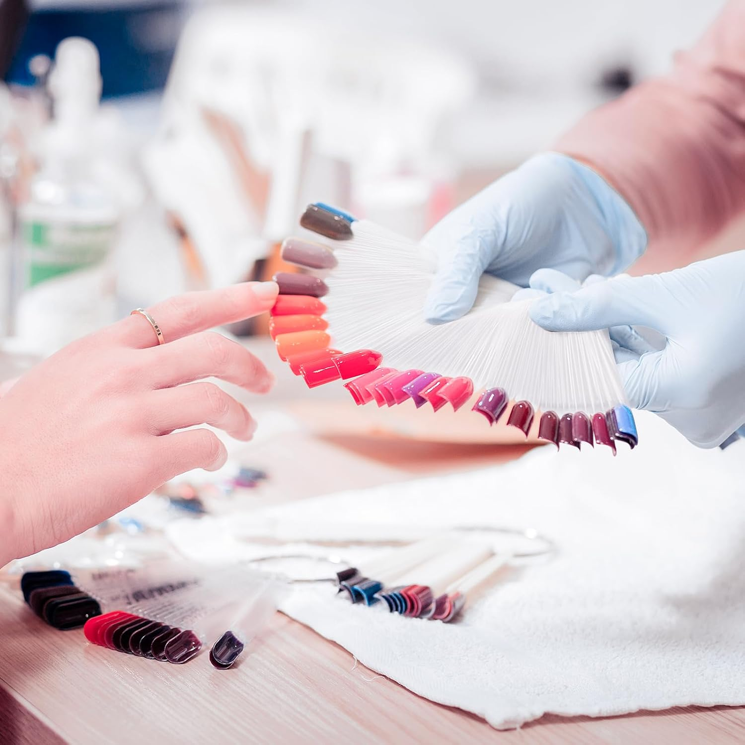 Pack of 150 Nail Pattern Sticks, Nail Sticks Nail Colour Display Stand, Semi-Permanent Nail Polish Colour Chart for Nail Art Style and Colour Display with Number Stickers 1-180 image number 3