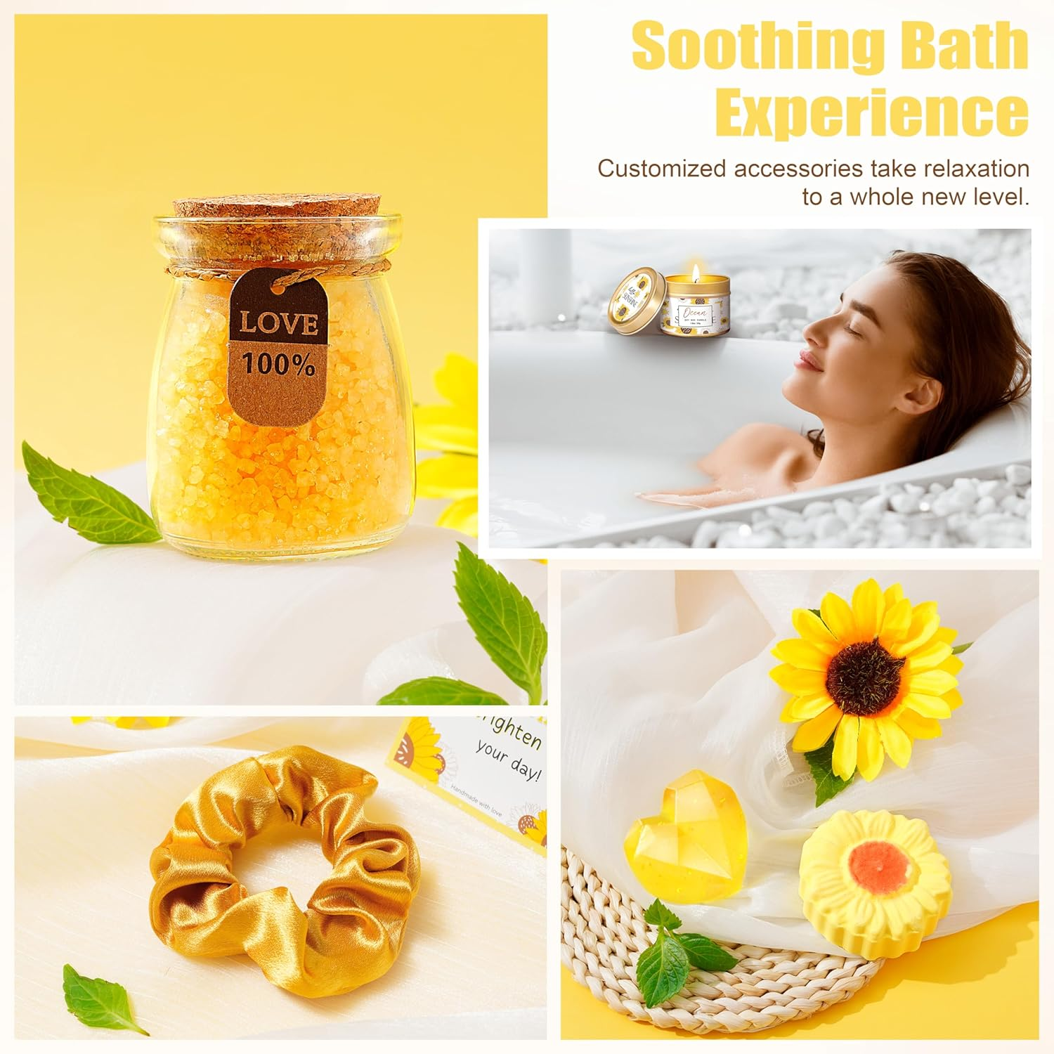 LUCOTIYA Sunflower Get Well Gifts for Women Self-Care Gift Set with Wine Tumbler, Blanket, Neck Pillow, Cozy Socks, Candle, Bath Bombs, for Women Birthday Mom Grandma image number 4