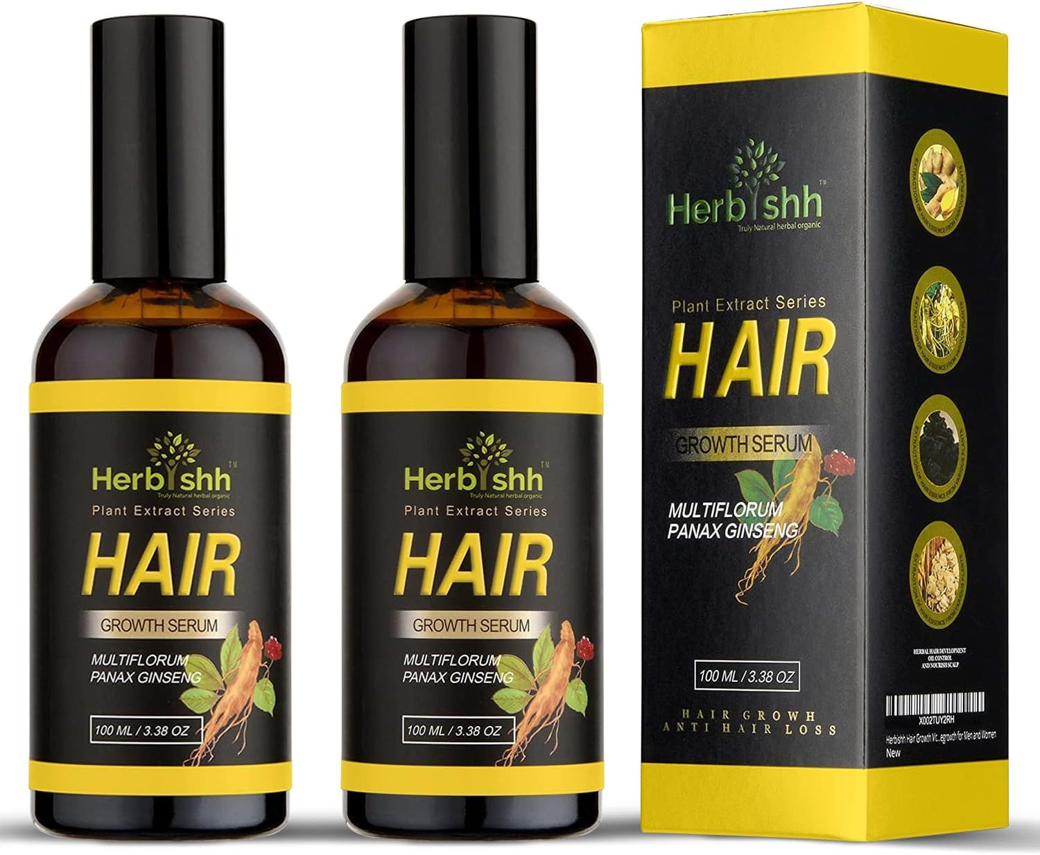 Herbishh Hair Serum &ndash; Natural Botanical Hair Vitalizer for Men and Women | Lightweight, Non-Greasy Serum for Healthy-Looking Hair and Scalp &ndash; Pack of 2 image number 1