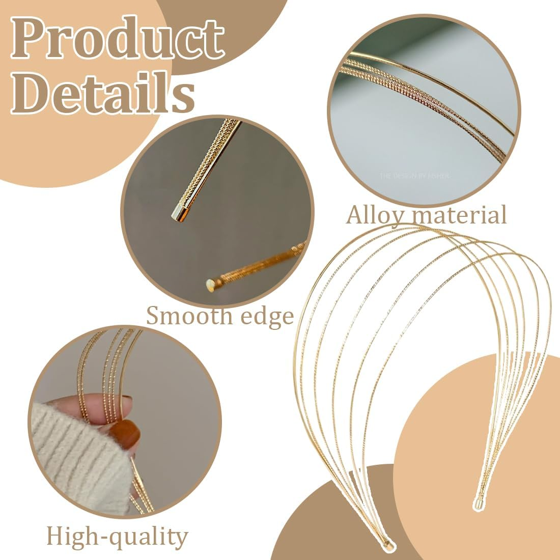 Pack of 2 Women'S Hair Bands, Gold, Multilayer Metal Headbands for Women, Fashionable Elegant Hair Bands image number 1