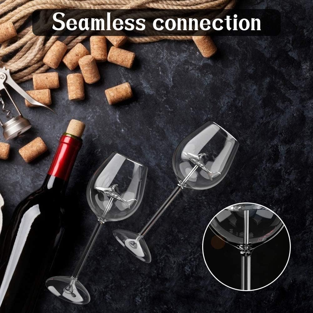 Set of 2 Wine Glasses, Red Wine Set, Shark Wine Glasses, Red Wine Glasses with Shark Inside, Crystal Flutes, Goblets, Novelty, Gift for Adults, Home, Bar, Party, Christmas Party image number 3