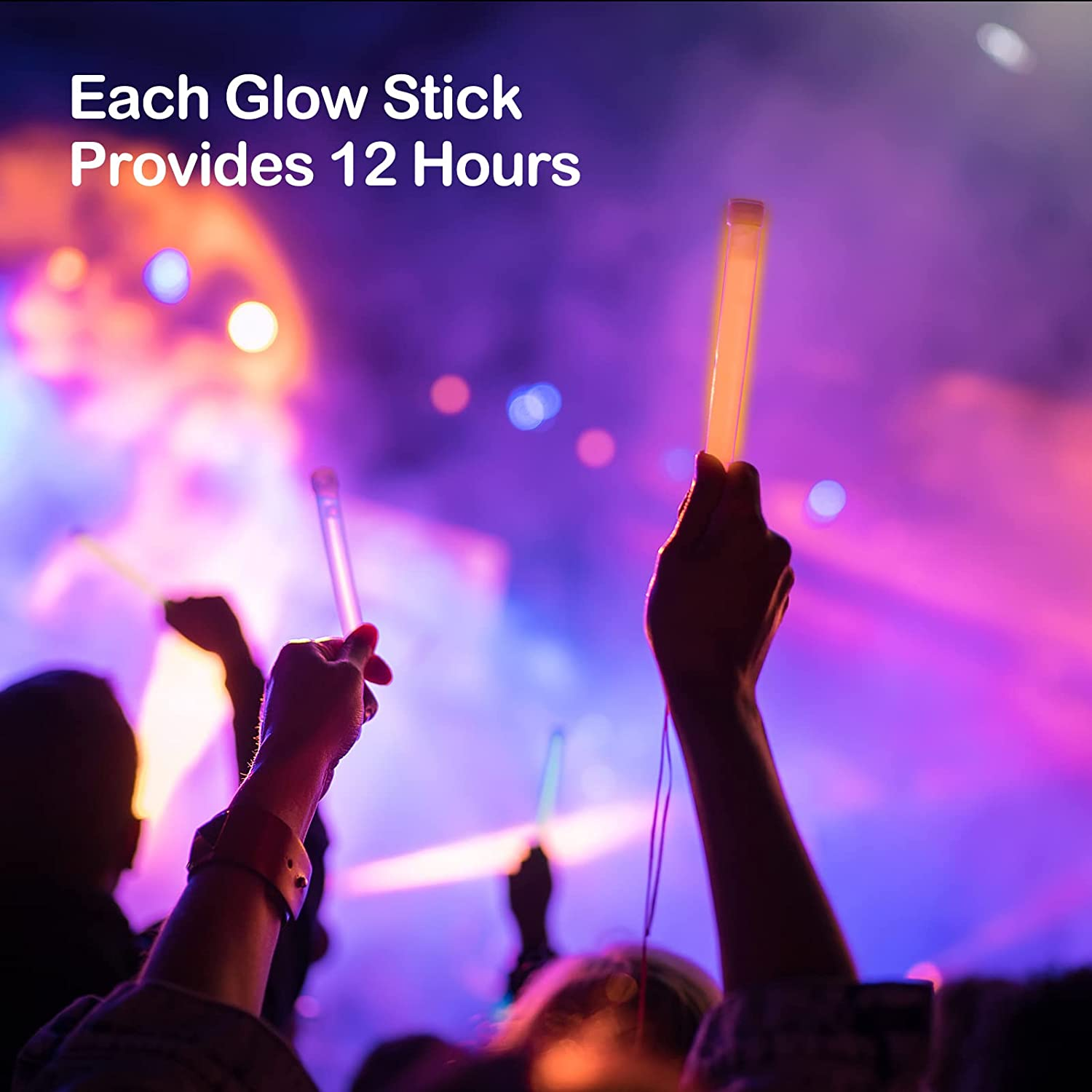 Ultra Bright Glow Sticks in Bulk - Multi Use Glowsticks for Halloween, Parties, Camping, Hiking, Emergency Light and Survival Kit - 12 Hours Duration - Mixed Color 12Pcs image number 2