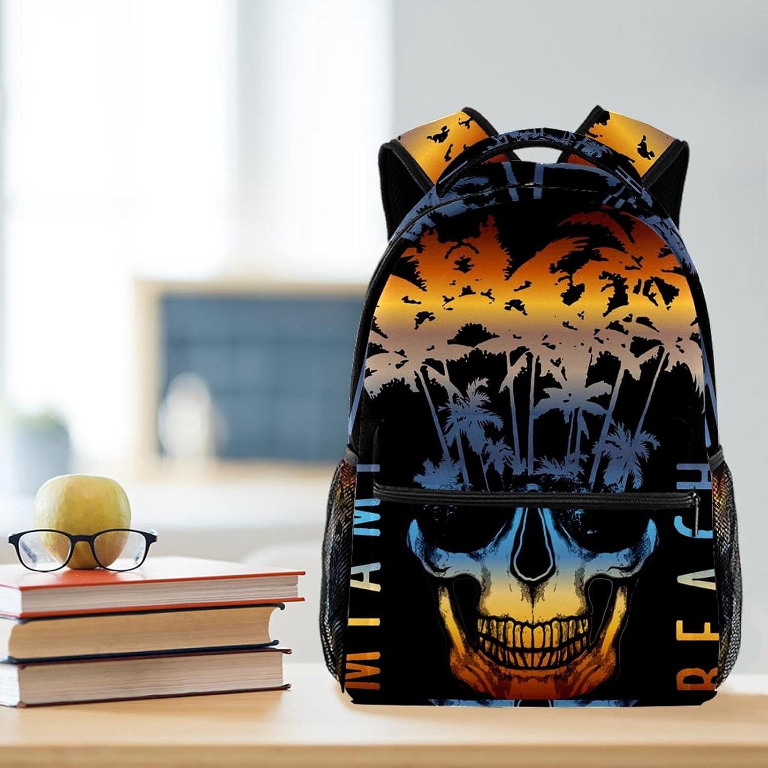 Creative Art Coconut Tree Skull Design Backpack Students Shoulder Bags Travel Bag College School Tote Backpacks image number 2