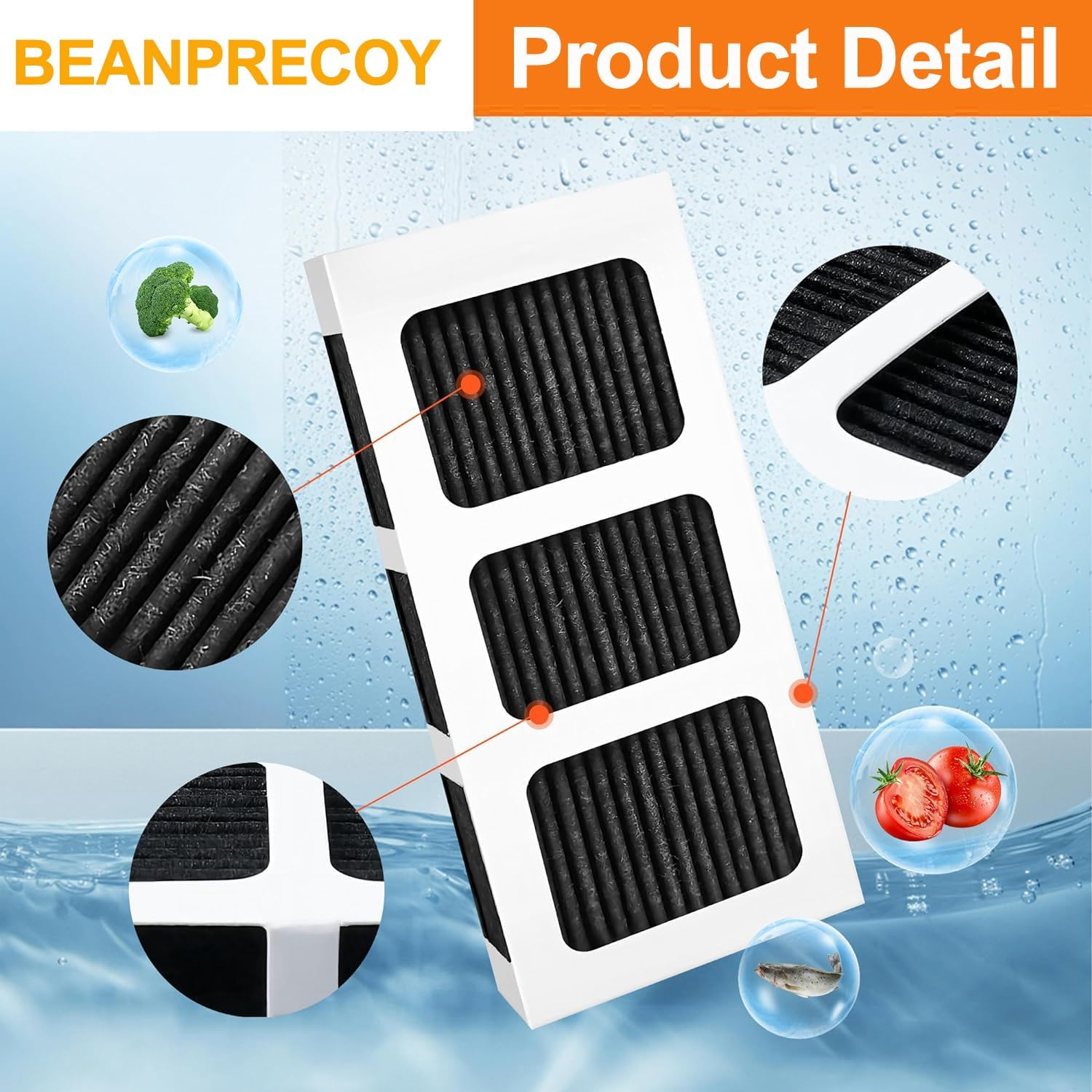 BEANPRECOY Carbon Activated Refrigerator Air Filter Replacement Compatible with Frigidaire Pureair Ultra 2 Pure Air Ultra 2 Pureair Ultra II and Electrolux 242047805 5303918847 Eap12364179-3Pack image number 4