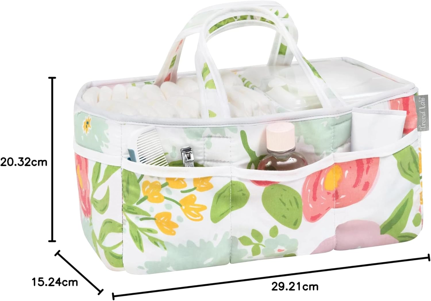 Trend Lab Floral Storage Caddy Diaper Organizer for Baby Nursery and Changing Table Accessories, 12 in X 6 in X 8 In image number 2