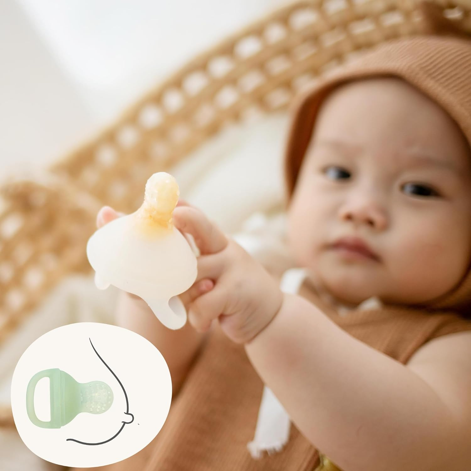 Baby Fruit Feeder Baby Fresh Food Feeder Pacifier - 2 Packs Silicone Fruit Feeder BPA Free image number 1