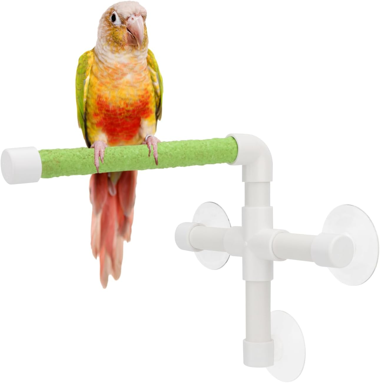 Hypeety Portable Suction Cup Bird Window and Shower Perch Toy for Bird Parrot Macaw Cockatoo African Greys Budgies Parakeet Bath Perch Toy