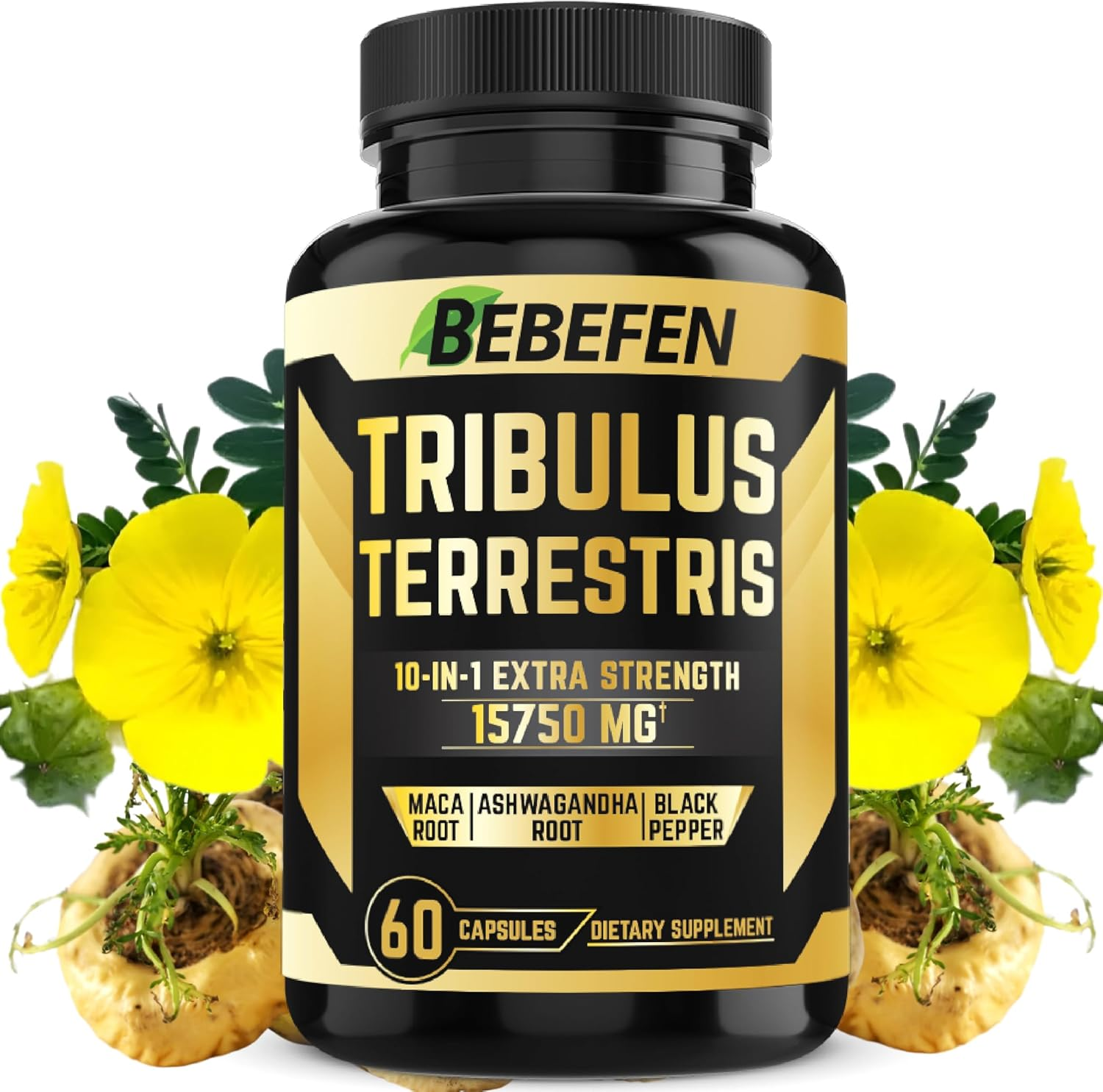 Tribulus Complex Powder Capsules - Equivalent to 15750Mg - 60 Capsules with Terrestris, Maca Root, Ashwagandha image number 2