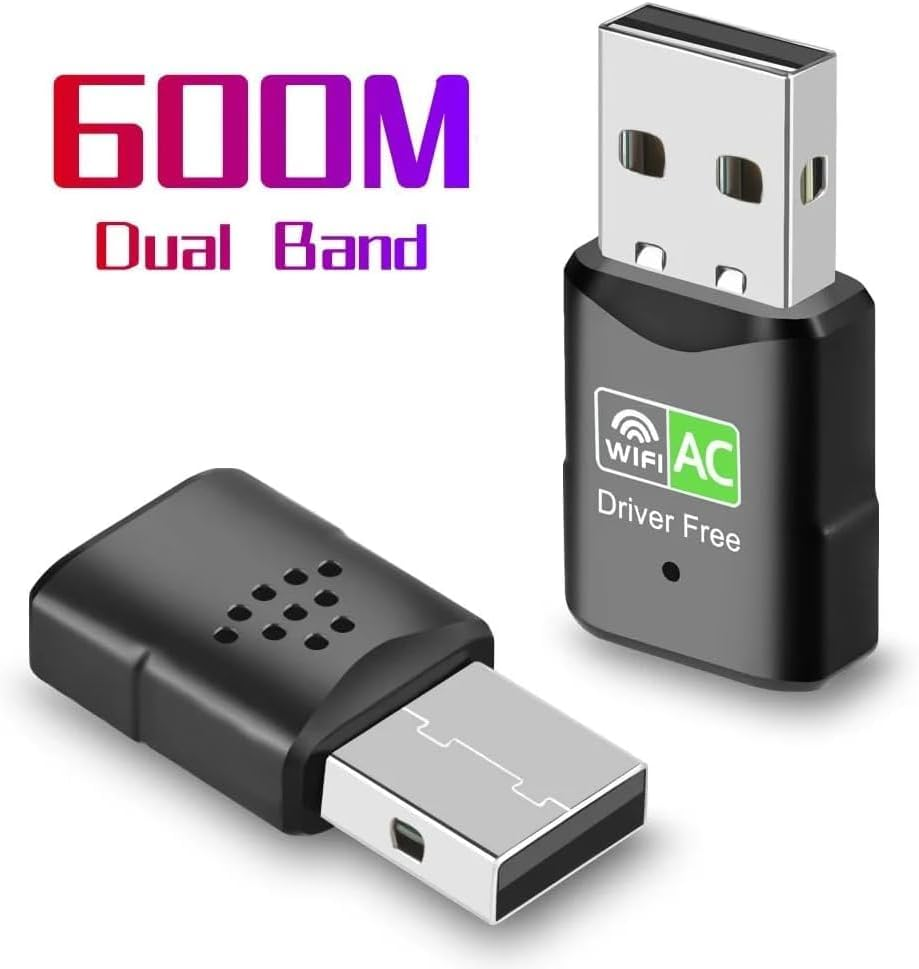 USB WLAN Stick, Ac600Mbit/S USB WLAN Adapter Dualband (433Mbps 5Ghz/150Mbps 2.4Ghz) with Built-In Driver, USB Wifi Adapter image number 1
